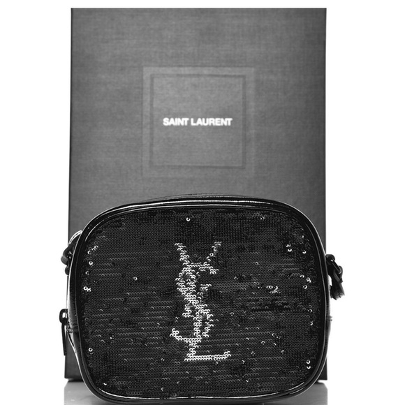 ‼️🤩YVES SAINT LAURENT MONOGRAMED SEQUENCE CROSS BODY BAG‼️EUC‼️‼️ - Picture 2 of 8